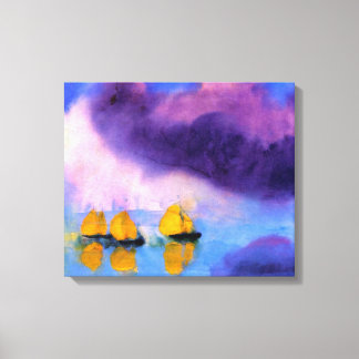 Lienzo Emil Nolde - Mar con nubes violetas y veleros