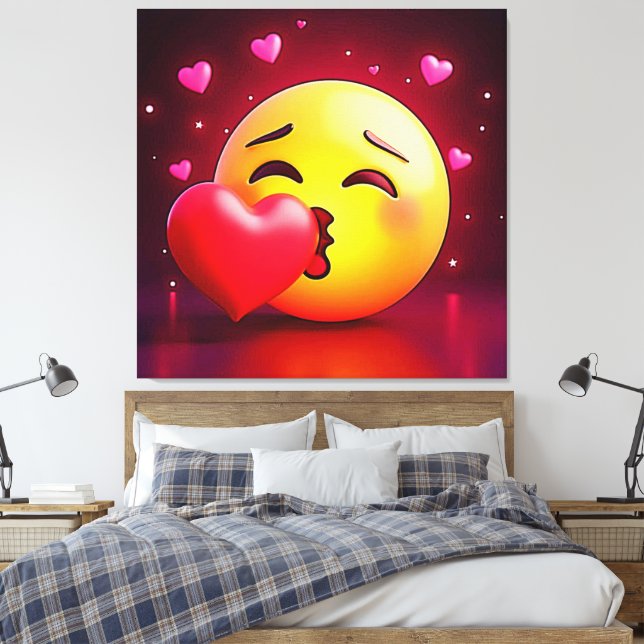 Lienzo Emoji del corazón del beso dulce (Insitu(Dormitorio))