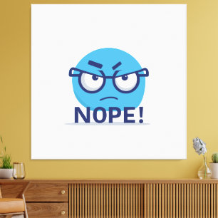 Lienzo Emoji Divertido Nope – Cara Enfadada Azul con Gafa