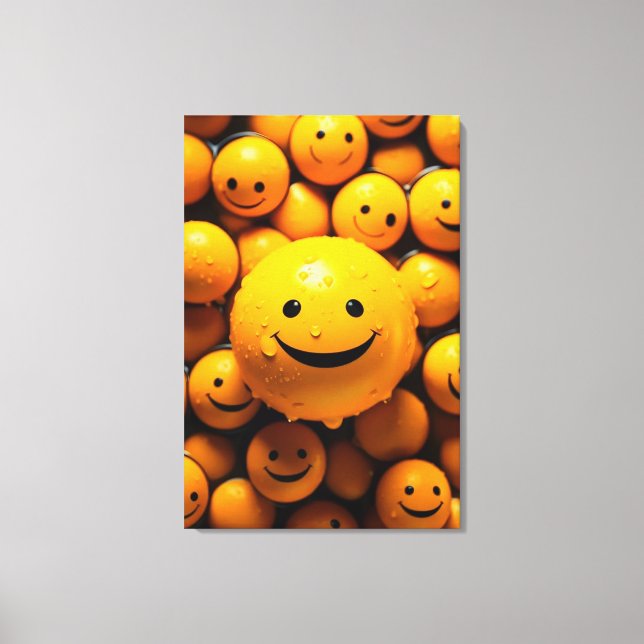 Lienzo Emoticono amarillo sonriente lindo para difundir l (Anverso)
