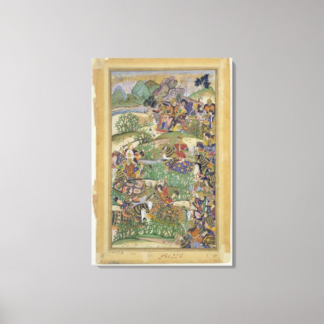 Lienzo Emperador Akbar (r.1556-1605) en la batalla de Sam (Anverso)