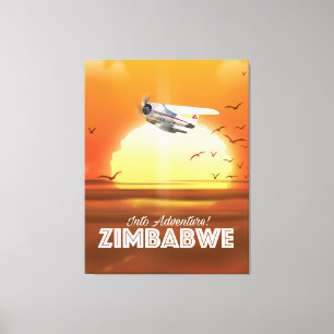 Lienzo ¡En aventura! Afiche de viaje de Zimbabue