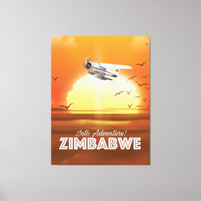 Lienzo ¡En aventura! Afiche de viaje de Zimbabue (Anverso)