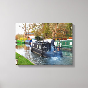 Lienzo En barco por el canal de Newbury