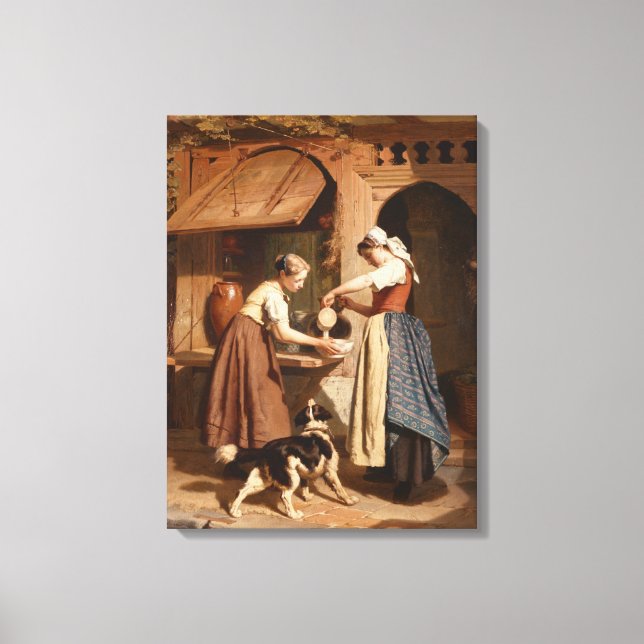 Lienzo En el Dairy, 1866 (aceite en el panel) (Anverso)