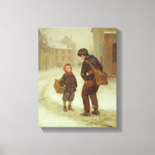 Lienzo En la manera a la escuela en la nieve, 1879