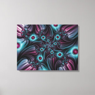 Lienzo En profundidad tríptico fractal abstracto de color