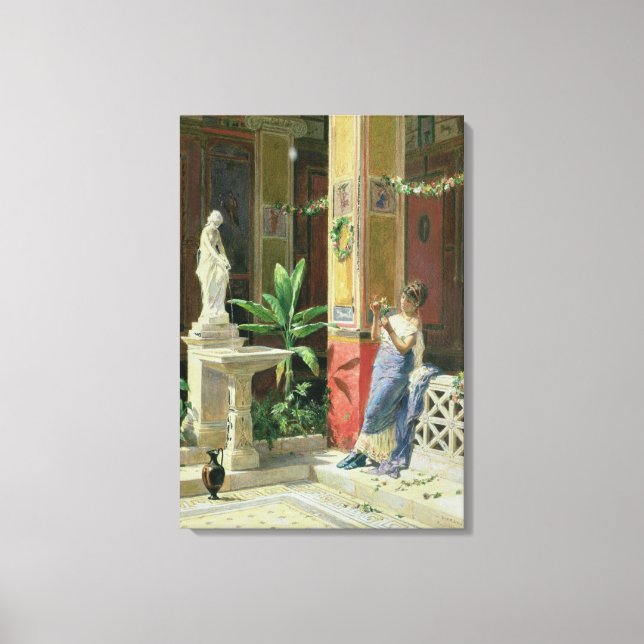 Lienzo En un patio en Pompeya, 1878 (Anverso)
