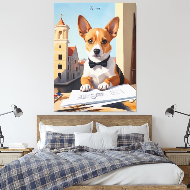 Lienzo Encantador arquitecto de Corgi Perro Lover (Insitu(Dormitorio))