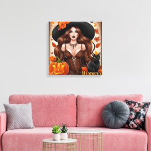 Lienzo Encantador Halloween Woman Wall Art - Otoño