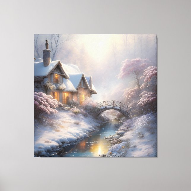 Lienzo Encantador paisaje vintage en invierno (Anverso)