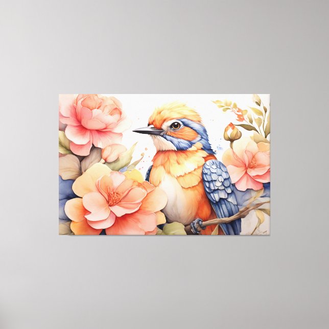 Lienzo Encantador regalo de Ave Floral Ave Amante (Anverso)
