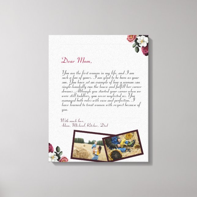 Lienzo encantadora moda Carta de amor personalizada manus (Anverso)