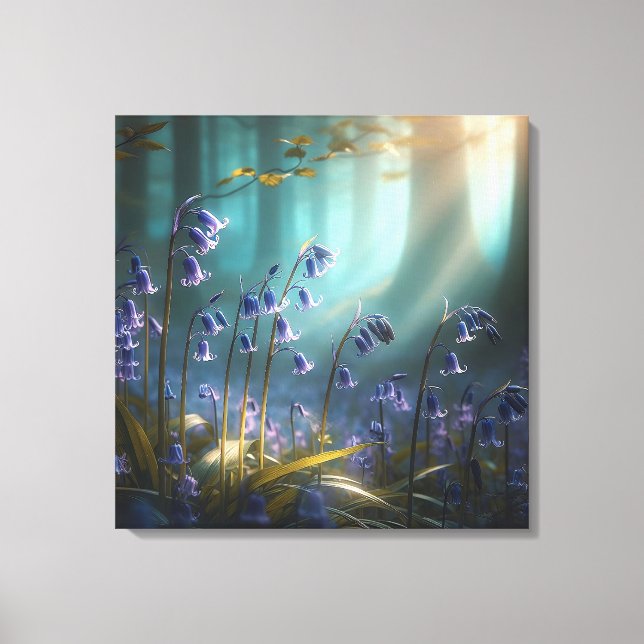 Lienzo Encantamiento de Bluebell: Ballet de Luz Forestal (Anverso)