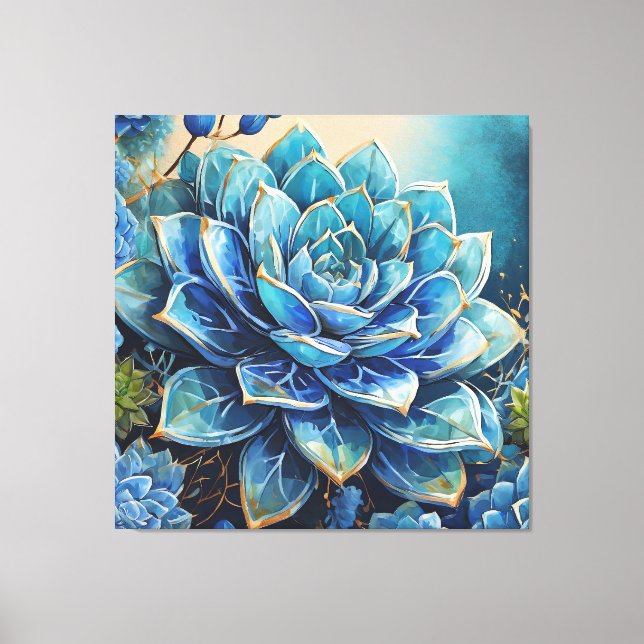 Lienzo Encanto ceruleano: Suculento contemporáneo (Anverso)