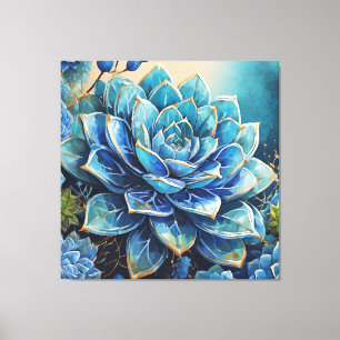 Lienzo Encanto ceruleano: Suculento contemporáneo