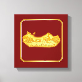 Lienzo Encanto de Puentes Arqueados de Amsterdam Dorado