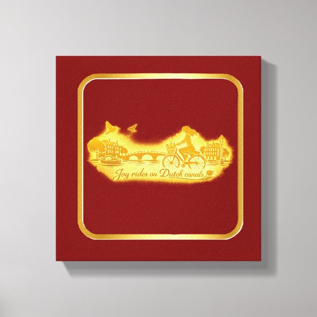Lienzo Encanto de Puentes Arqueados de Amsterdam Dorado (Anverso)