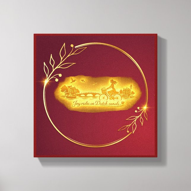Lienzo Encanto de Puentes Arqueados de Amsterdam Dorado (Anverso)
