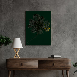 Lienzo Encanto Estilizado | Trébol de Cuatro Hojas (16" x