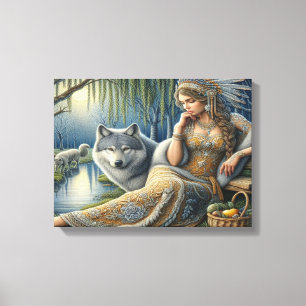 Lienzo Encanto iluminado por la luna en el bosque místico