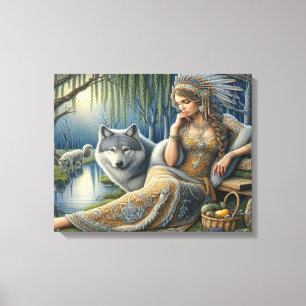 Lienzo Encanto iluminado por luna en el bosque místico20x