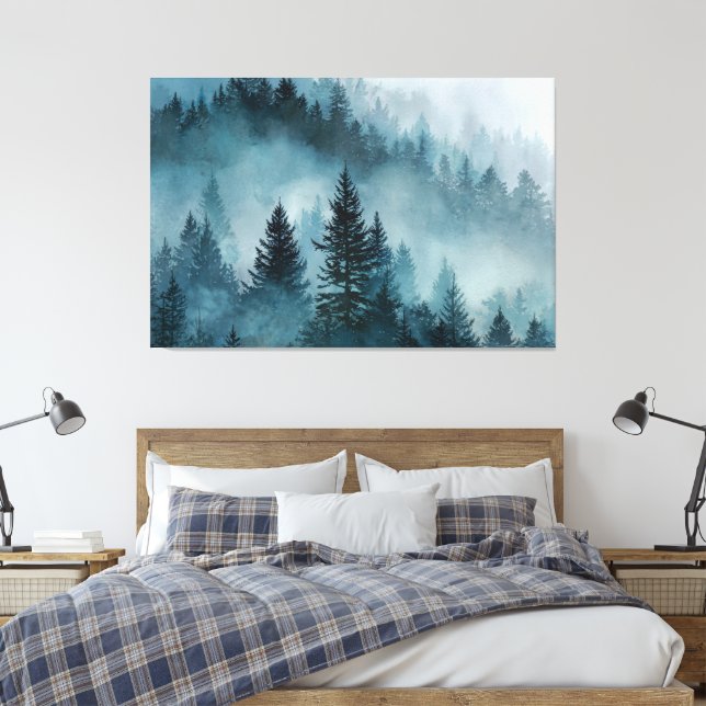 Lienzo Enchanted Woodland in Blue (Insitu(Dormitorio))