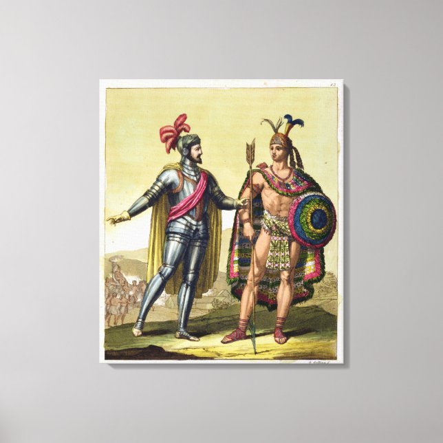 Lienzo Encuentro entre Hernando Cortes (1485-1547) (Anverso)