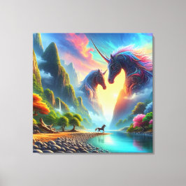 Lienzo Encuentro majestuoso en un colorido valle - Elegan