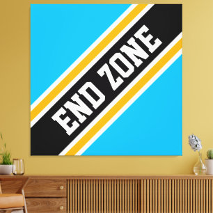 Lienzo END ZONE Fun Bold Sky Blue Black Carreras Stripes