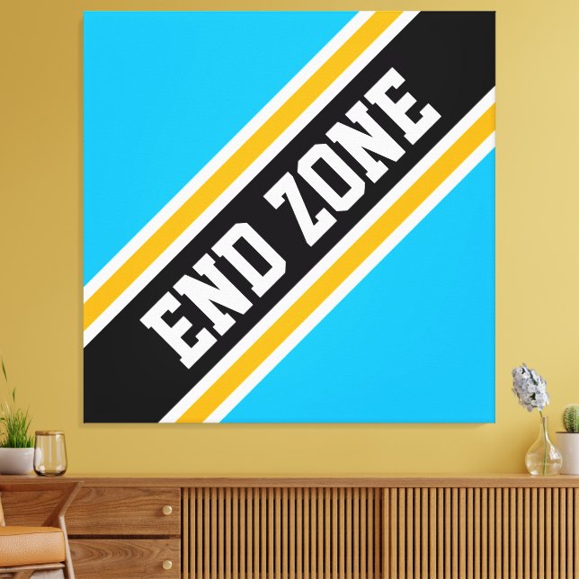Lienzo END ZONE Fun Bold Sky Blue Black Carreras Stripes (Insitu (Sala de estar))