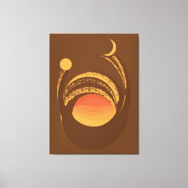 Lienzo Energía Cálida Dualidad Sol y Luna Abstracto