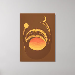 Lienzo Energía Cálida Dualidad Sol y Luna Abstracto