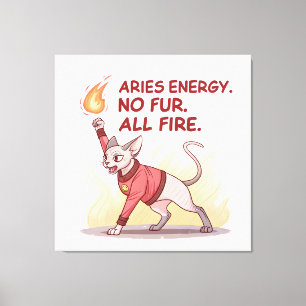 Lienzo Energía de Aries Gato Sphynx Sin Pelo Todo Fuego A