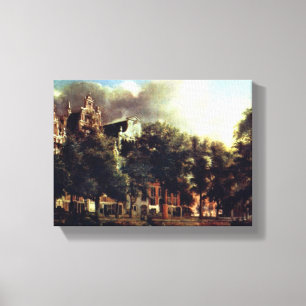 Lienzo Enero van der Heyden - canales en Amsterdam