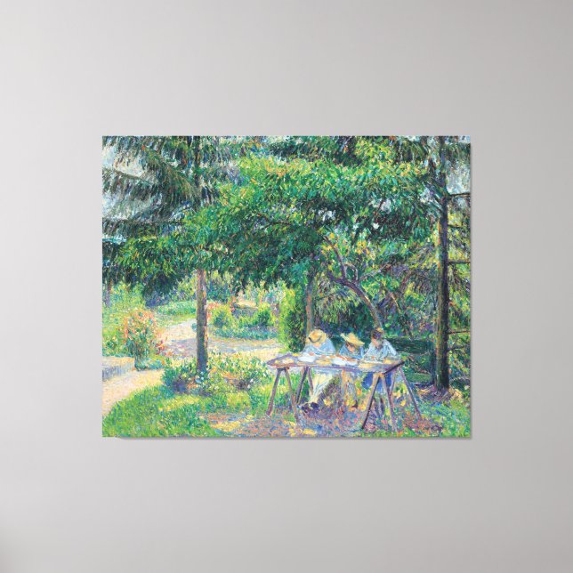 Lienzo Enfants attabés dans le jardin Camille Pissarro (Anverso)