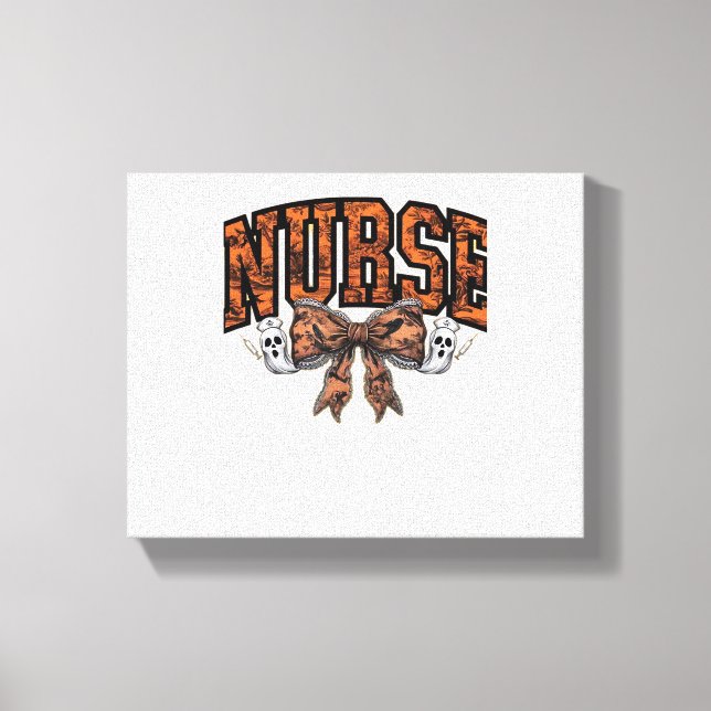 Lienzo Enfermera de Halloween Coquette Bow Spooky Classic (Anverso)