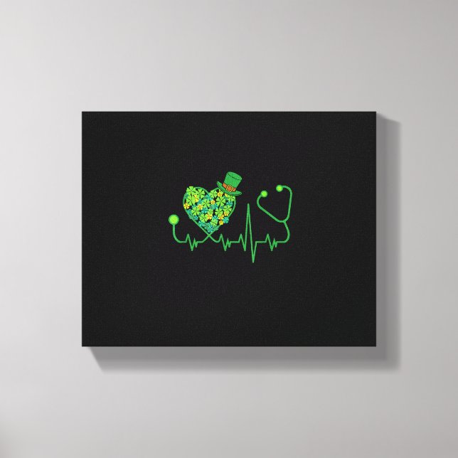 Lienzo Enfermera irlandesa St Patricks Day Tee Stethoscop (Anverso)