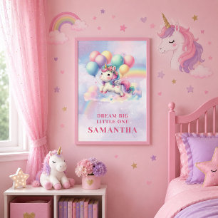 Lienzo enmarcado de unicornio de arcoíris brillant