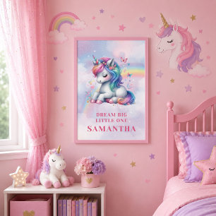 Lienzo enmarcado de unicornio mágico pastel colori