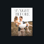 Lienzo enmarcado la noche antes de la cena de ensa<br><div class="desc">¡Dale la bienvenida a tus invitados a la cena de ensayo con esta hermosa señal de bienvenida de boda que incluye una foto de tu elección! Personalízalo fácilmente con tus nombres. Lienzo enmarcado.</div>