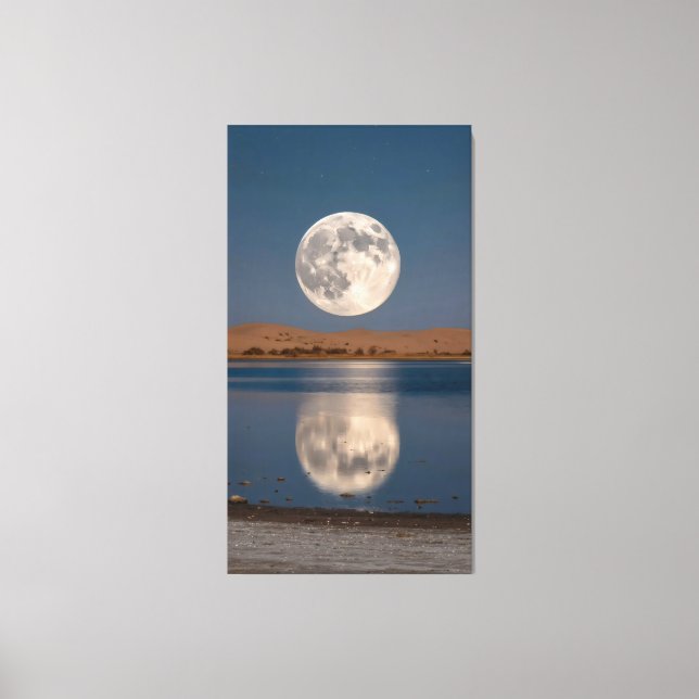 Lienzo enorme luna se reflejaba en el lago (Anverso)