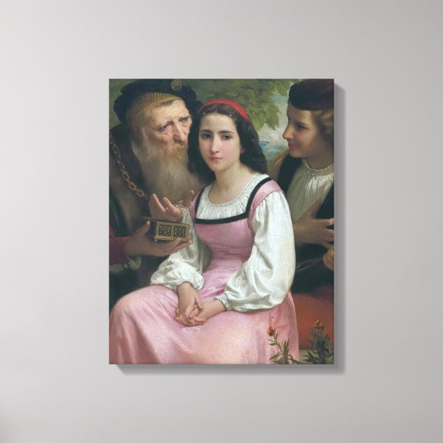 Lienzo Entre la riqueza y el amor (por Bouguereau) (Anverso)