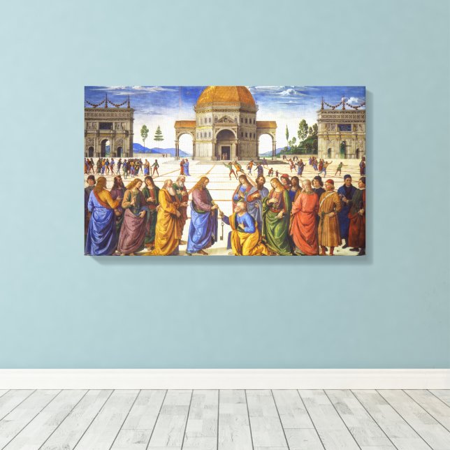 Lienzo Entrega de las Llaves | Pietro Perugino | (Insitu (piso de madera))