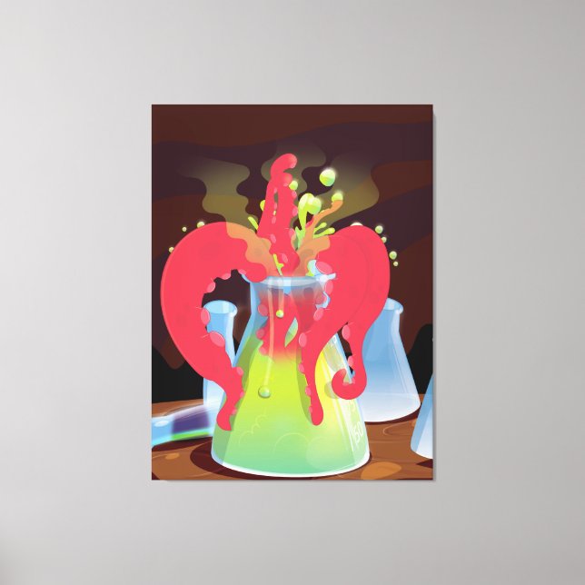 Lienzo Envase de experimentación científica Monstruo (Anverso)