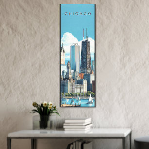 Lienzo envolvente premium del horizonte de Chicago