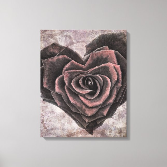 lienzo envuelto con rosa de corazón de gótico (Anverso)