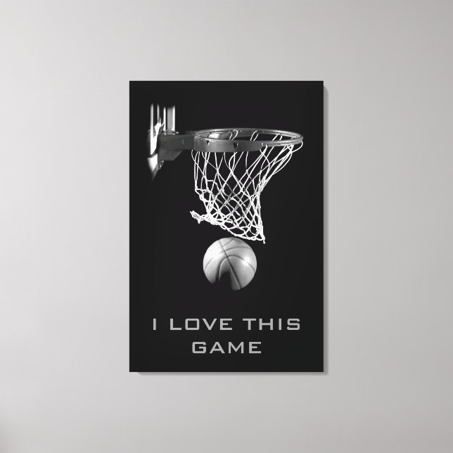 Lienzo envuelto de baloncesto blanco negro (Anverso)