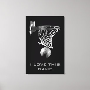 Lienzo envuelto de baloncesto blanco negro