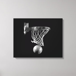 Lienzo envuelto de baloncesto blanco y negro